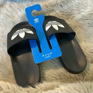 Adidas Black and White Slide Sandals
